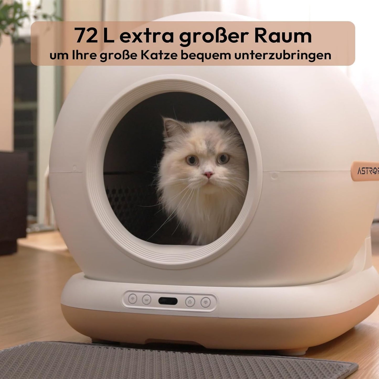 Cat Litter Tray Self-Cleaning, Self-Cleaning Cat Litter Tray with Mat, App Control, UV Sterilisation, Multiple Safety Protection, Electric Cat Litter Tray Suitable for Multiple Cats