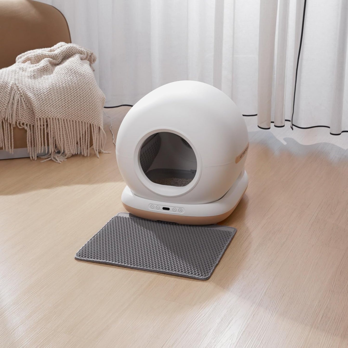 Cat Litter Tray Self-Cleaning, Self-Cleaning Cat Litter Tray with Mat, App Control, UV Sterilisation, Multiple Safety Protection, Electric Cat Litter Tray Suitable for Multiple Cats