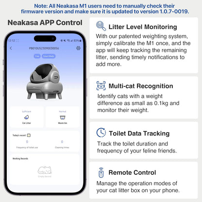 Neakasa M1 Open-Top Self Cleaning Cat Litter Box, Automatic Cat Litter tray with APP Control, Odor-Free Waste Disposal Includes Trash Bags and Mat