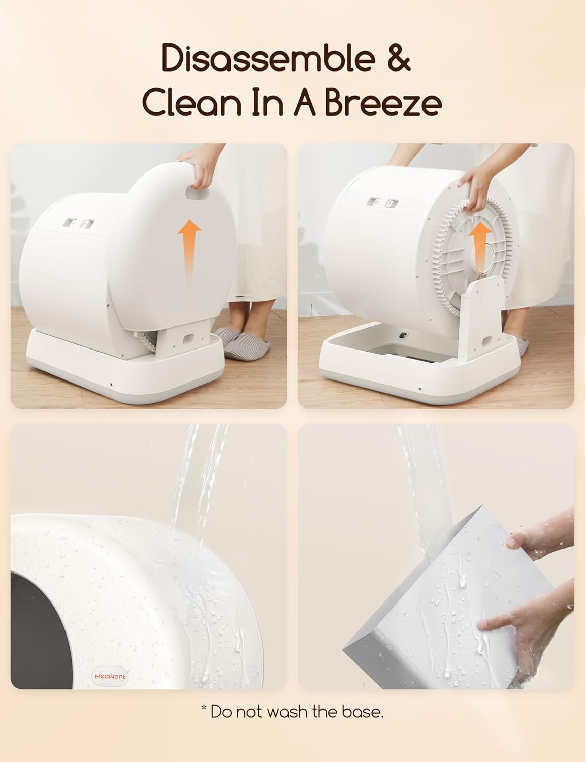MeoSelf Cleaning Cat Litter Tray, Integrated Safety Protection Automatic Cat Litter Tray for Multiple Cats, Extra Large/Odor Removal/APP Control Smart Robot Tray with Mat & Liner
