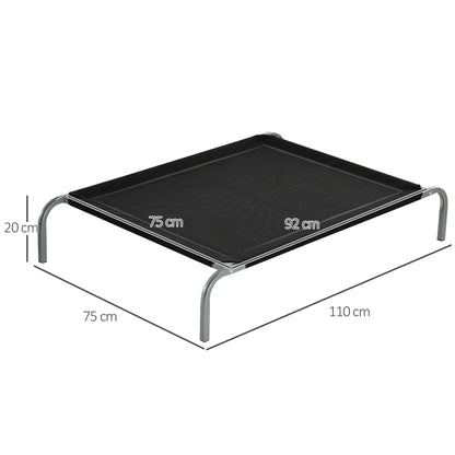 Cama elevada para perros STANDFORD, transpirable con soporte en acero  90x65x20cm color negro